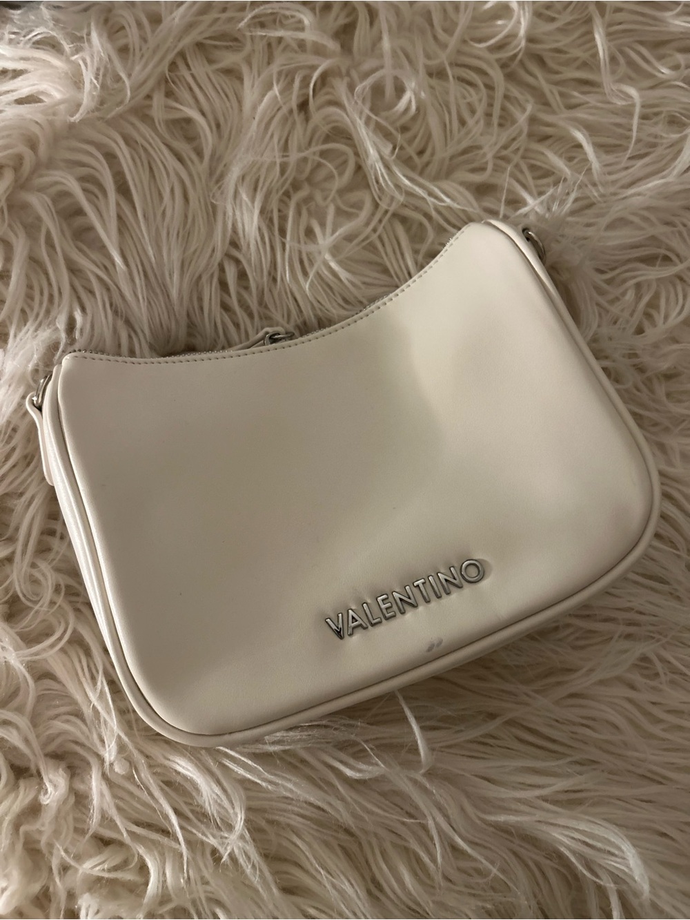 Valentino Cream Shoulder Bag with Silver Logo
